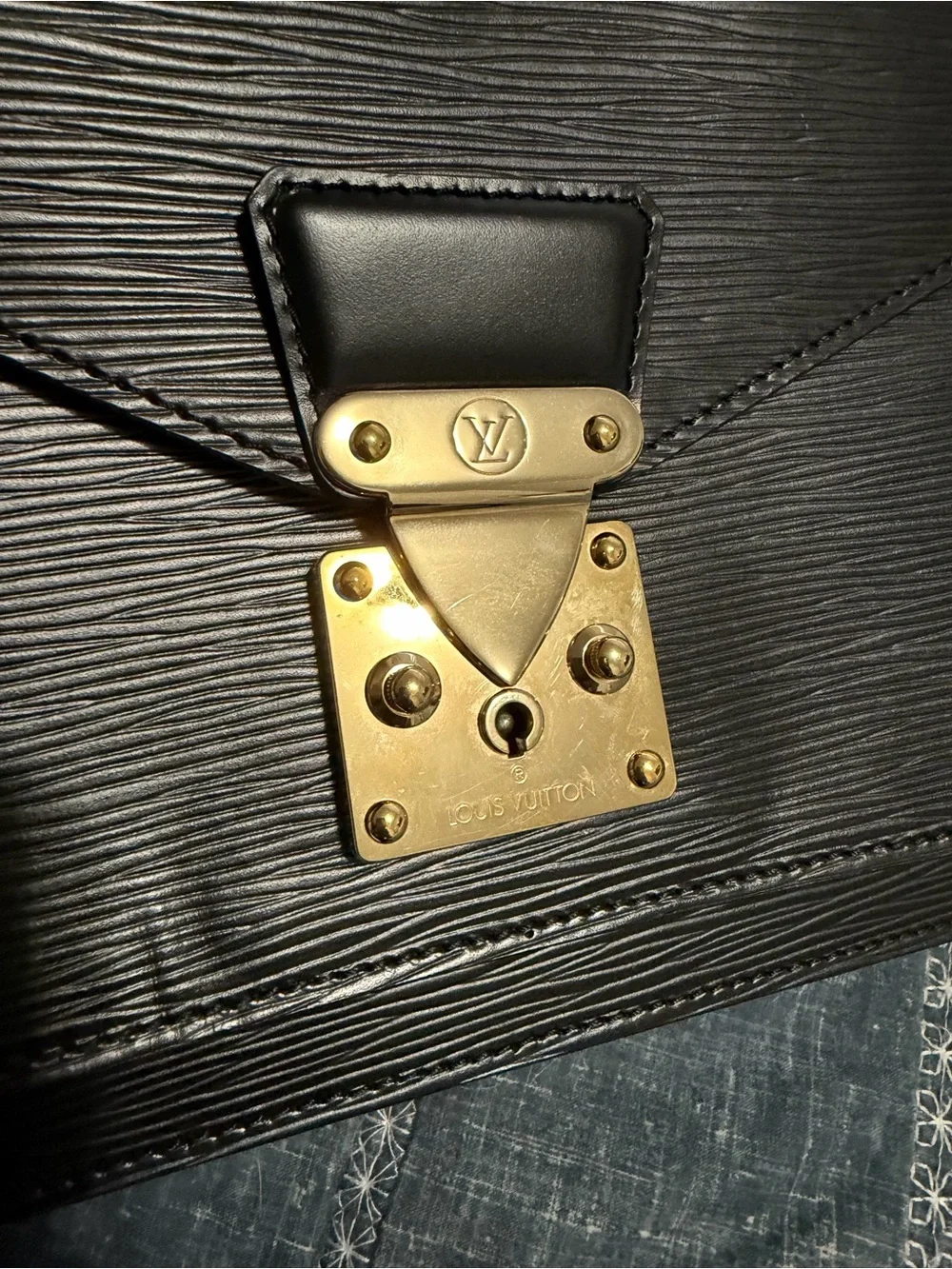 Louis Vuitton Black Epi Leather Monceau Bag